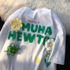 Short-sleeve Floral Embellished T-shirt