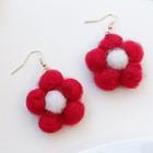 Floral Drop Ear Stud 1 Pair - Flower - Red & White - One Size