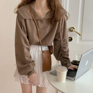Long-sleeve V-neck Loose-fit Sweatshirt
