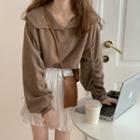Long-sleeve V-neck Loose-fit Sweatshirt