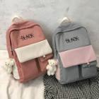 Nylon Two-tone Lettering Backpack