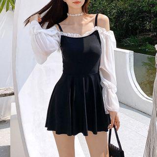 Long-sleeve Paneled Swimdress
