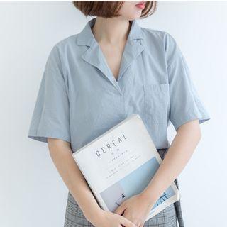 Short-sleeve Lapel Collar Blouse