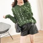 Fringed Sequined Sweater Army Green - One Size