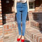 High-waist Slim-fit Washed Jeans