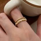 Faux Pearl Rhinestone Layered Alloy Open Ring Double Layer Ring - Gold - One Size