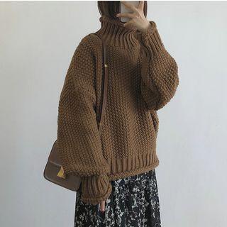 Turtleneck Stockinette-knit Sweater