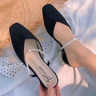 Beaded Strap Block-heel Sandals