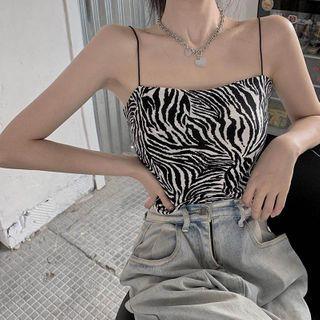 Zebra Print Camisole Top Zebra Print - Black & White - One Size