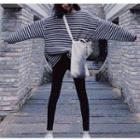 Striped Oversizd Sweater Stripe - Black & White - One Size