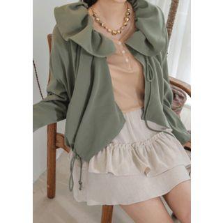 Shawl-collar Drawcord Open Jacket