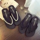 Faux Pearl Wedge Flip-flops