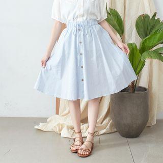 Striped A-line Skirt Light Blue - One Size