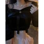 Bow Accent Blouse Black - One Size