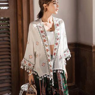 Embroidered Light Jacket White - One Size