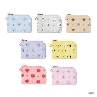 Bt21 Patterned L-zip Card Wallet