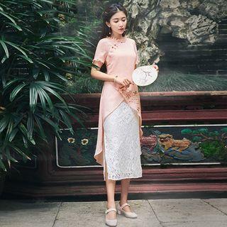 Set: Dip-back Sheath Dress + Lace Slipdress