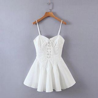 Spaghetti-strap Lace-up Mini Corset Dress