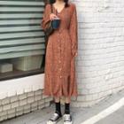 V-neck Floral A-line Long Dress