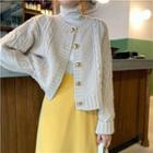 Cable-knit Cardigan / Long-sleeve Lace Top