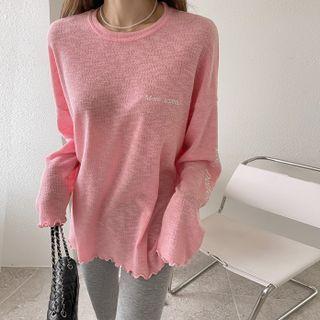 Letter Lettuce-edge Oversized T-shirt