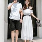 Couple Matching Cold Shoulder Maxi Sundress / Shorts
