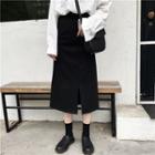 Plain Straight-fit Midi Skirt