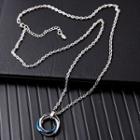 Stainless Steel Hoop Pendant Necklace Silver & Blue - One Size