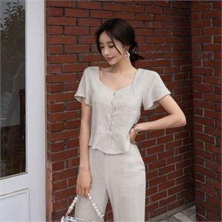 Scoop-neck Cropped Blouse