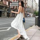 Spaghetti Strap Open Back Patterned High-low Dress