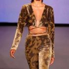 Set: Log-sleeve Tie Dye Lace Up Crop Top + Boot-cut Pants