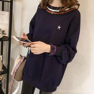 Contrast-trim Star Print Sweatshirt