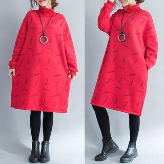 Printed High Neck Pullover Dress