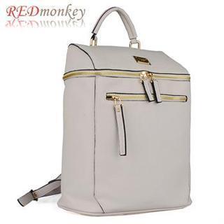 Zipped Faux-leather Backpack