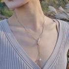 Safety Pin Faux Pearl Pendant Alloy Necklace Gold - One Size