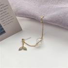 Rhinestone Whale Tail Glass Bead Chained Earring 1 Pc - Earring - One Size