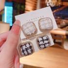 Houndstooth Rhinestone Square Alloy Earring