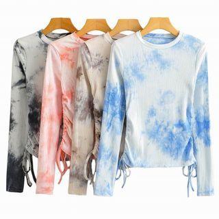 Long-sleeve Tie-dye Drawcord T-shirt