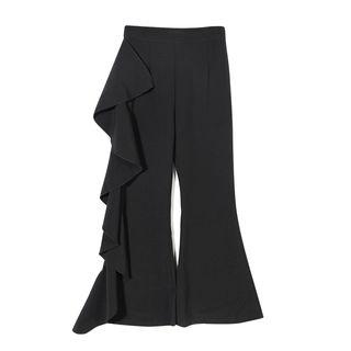 Ruffle Trim Boot-cut Pants