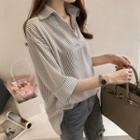 3/4-sleeve Striped Overhead Shirt