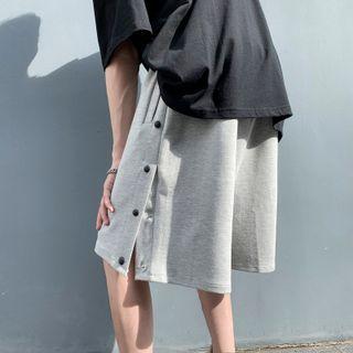 Side-button Wide Leg Shorts