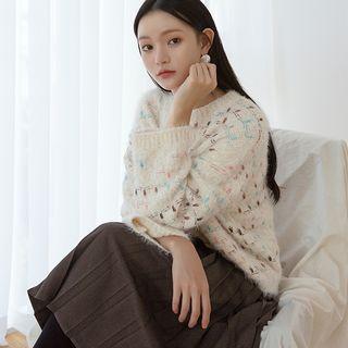 Multicolor Metallic Furry Sweater