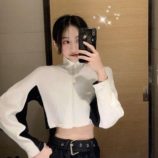 Color-block Long-sleeve Cropped Top