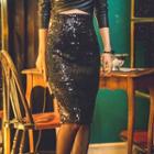 Snake Print High-waist Pencil Skirt