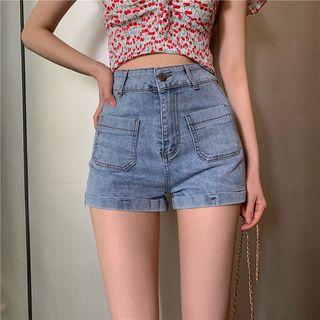 Cold Shoulder Short-sleeve Top / Denim Shorts