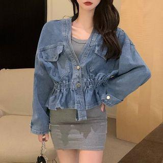 Ruffle Hem Denim Jacket