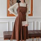 Ribbed Knit Top / Overall Dress / Set