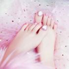 Flower / Heart Print Faux Toe Nail Tips J97 - Pink - One Size