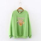 Bear Print Pullover Green - One Size