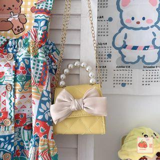 Bow Accent Quilted Crossbody Bag / Bag Charm / Set